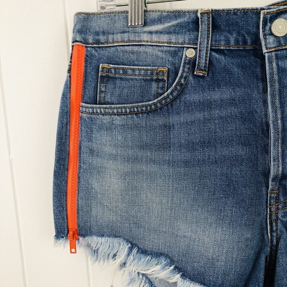 Free People Blue Jean Shorts with Orange Accents - Picture 3 of 11